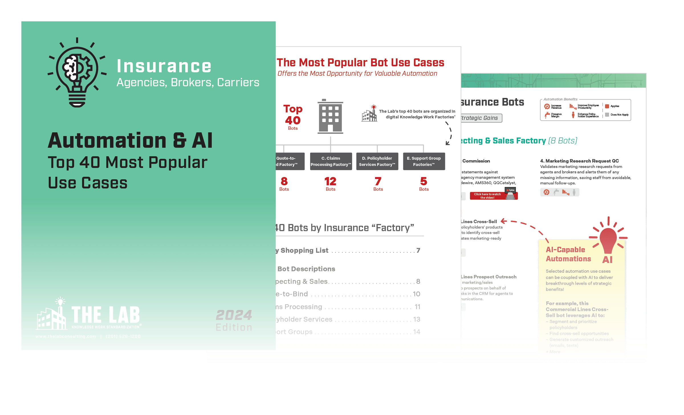Preview of the top 40 automation and AI use cases catalog for insurance companies